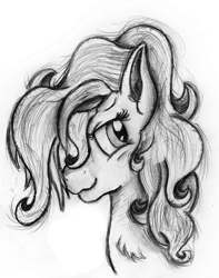 Size: 1392x1768 | Tagged: safe, artist:ancientowl, pinkie pie, earth pony, pony, bust, monochrome, portrait, solo, traditional art