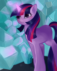 Size: 900x1125 | Tagged: safe, artist:sockl, derpibooru import, twilight sparkle, pony, unicorn, female, horn, mare, purple coat, purple mane, solo