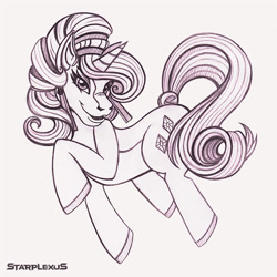 Size: 639x639 | Tagged: safe, artist:starplexus, rarity, crystal pony, pony, unicorn, crystal rarity, female, horseface, mare, monochrome, solo, traditional art