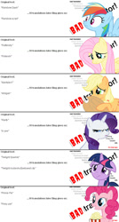 Size: 608x1132 | Tagged: safe, derpibooru import, applejack, fluttershy, pinkie pie, rainbow dash, rarity, twilight sparkle, earth pony, pegasus, pony, unicorn, bad translation, bad translator, mane six, translation