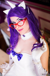 Size: 1867x2800 | Tagged: safe, artist:lucecosplay, rarity, human, choker, clothes, cosplay, evening gloves, glasses, irl, irl human, photo, solo