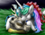 Size: 900x700 | Tagged: safe, artist:silvy-fret, discord, princess celestia, alicorn, pony, cuddling, dislestia, female, male, shipping, snuggling, straight