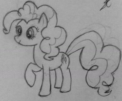 Size: 1576x1308 | Tagged: safe, artist:aliceb2542, pinkie pie, earth pony, pony, monochrome, solo, traditional art