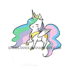 Size: 668x606 | Tagged: safe, artist:usagilovex, princess celestia, alicorn, pony, blush sticker, blushing, chibi, cute, cutelestia, solo