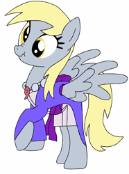 Size: 900x1207 | Tagged: safe, artist:blondenobody, derpy hooves, pegasus, pony, ace attorney, clothes, crossover, female, mare, maya fey, solo