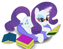 Size: 1131x869 | Tagged: safe, artist:nuclearsuplexattack, rarity, pony, unicorn, book, glasses, magic, reading, solo, telekinesis