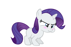 Size: 900x600 | Tagged: safe, artist:s.guri, rarity, pony, unicorn, for whom the sweetie belle toils, blushing, cute, filly, frown, puffy cheeks, raribetes, scrunchy face, simple background, solo, transparent background, vector, younger