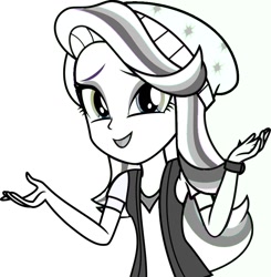 Size: 884x903 | Tagged: safe, artist:yuseimutou, starlight glimmer, equestria girls, mirror magic, spoiler:eqg specials, grayscale, hat, looking at you, monochrome, smiling, solo