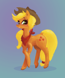 Size: 1631x1942 | Tagged: safe, artist:twitchykismet, applejack, earth pony, pony, bandana, crossed hooves, solo