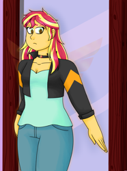 Size: 4869x6528 | Tagged: safe, artist:cornerverse, sunset shimmer, equestria girls, absurd resolution, mirror, no reflection, phantom wings, solo