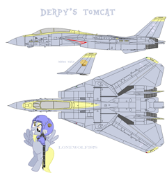 Size: 1800x1878 | Tagged: safe, artist:lonewolf3878, derpy hooves, pegasus, pony, aircraft, f-14 tomcat, female, jet fighter, mare, ponified, warplane