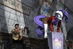 Size: 2250x1500 | Tagged: safe, artist:bb-k, artist:tahublade7, derpy hooves, fleur-de-lis, rarity, anthro, human, plantigrade anthro, 3d, daz studio, ellis, eyes on the prize, five nights at freddy's, human anthrodox, left 4 dead 2, pervert, phone, team fortress 2, this will end in death, voyeurism