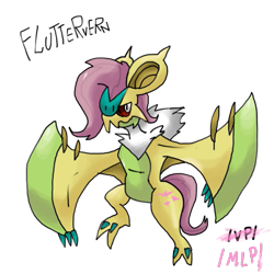 Size: 715x715 | Tagged: safe, fluttershy, bat, crossover, female, flutterbat, noivern, pokefied, pokémon, pokémon x and y, simple background, solo, species swap, transparent background