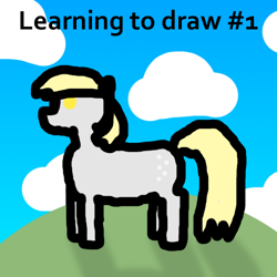 Size: 500x500 | Tagged: safe, artist:gergtaltd, derpy hooves, pegasus, pony, female, learning to draw, mare, solo, stylistic suck