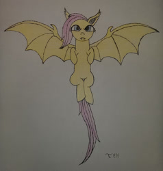 Size: 872x915 | Tagged: safe, artist:tek314, fluttershy, bat pony, pony, bats!, flutterbat, race swap, solo