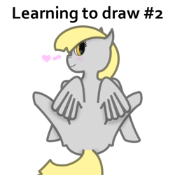 Size: 500x500 | Tagged: safe, artist:gergtaltd, derpy hooves, pegasus, pony, alternate hairstyle, blank flank, blushing, female, learning to draw, mare, solo