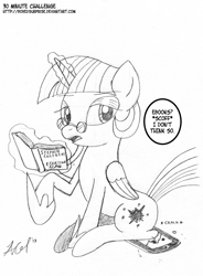 Size: 2292x3116 | Tagged: safe, artist:boxedsurprise, derpibooru import, twilight sparkle, twilight sparkle (alicorn), alicorn, pony, book, female, ipad, mare, monochrome, solo