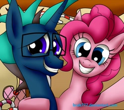 Size: 947x843 | Tagged: safe, artist:brab777, pinkie pie, oc, earth pony, pony, unicorn, duo, duo female, female, mare