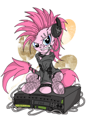 Size: 3508x4961 | Tagged: safe, artist:toonlancer, pinkie pie, earth pony, pony, alternate hairstyle, clothes, headphones, hoodie, mohawk, piercing, punk, punkie pie, solo