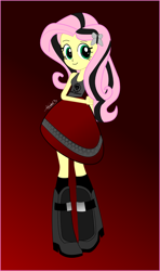 Size: 652x1105 | Tagged: safe, artist:aswmkid3, fluttershy, equestria girls, alternate hairstyle, boots, clothes, cute, dress, emo, emoshy, eqg promo pose set, happy, shyabetes, skirt, smiling, solo, tanktop