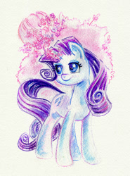 Size: 600x811 | Tagged: safe, artist:maytee, rarity, pony, unicorn, female, mare, purple mane, solo, traditional art, white coat