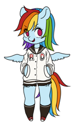 Size: 505x829 | Tagged: safe, artist:shusu, derpibooru import, rainbow dash, pegasus, pony, semi-anthro, clothes, converse, shoes, smiling, solo