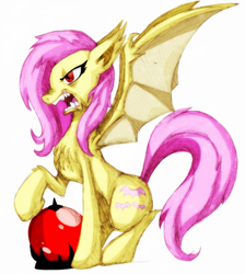 Size: 2563x2864 | Tagged: safe, artist:itsaaudraw, fluttershy, bat pony, pony, undead, vampire, vampony, flutterbat, race swap, solo