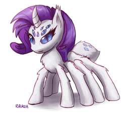 Size: 1200x1096 | Tagged: safe, artist:raikoh, rarity, monster pony, original species, spider, spiderpony, solo, species swap, spiderponyrarity