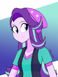 Size: 2448x3264 | Tagged: safe, artist:xan-gelx, starlight glimmer, equestria girls, abstract background, beanie, female, hat, high res, smiling, solo