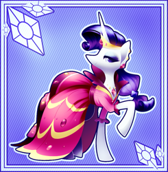 Size: 897x915 | Tagged: safe, artist:sylvaur, rarity, pony, unicorn, clothes, dress, gala dress, solo