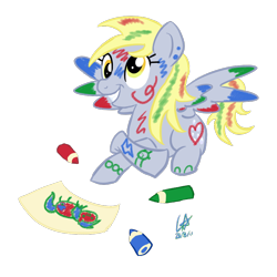 Size: 800x800 | Tagged: safe, artist:star-poke, derpy hooves, pegasus, pony, crayon, female, mare, solo