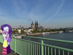 Size: 1920x1440 | Tagged: safe, artist:dm29, artist:phi1997, rarity, sweetie belle, equestria girls, boat, building, cathedral, church, clothes, cologne, equestria girls in real life, fence, germany, irl, köln, photo, ponies in real life, rhein, river, skirt, tree, waterfront