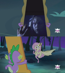 Size: 1088x1220 | Tagged: safe, edit, fluttershy, bat pony, human, vampire, bats!, exploitable, flutterbat, flutterbat's mirror, i'd do anything for love, irl, irl human, meat loaf, meme, mirror, music video, photo, race swap