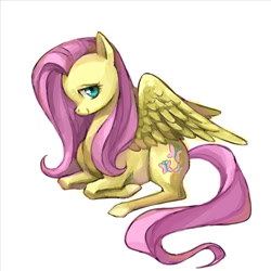 Size: 800x800 | Tagged: safe, artist:abai00, fluttershy, pegasus, pony, female, mare, pink mane, solo, yellow coat