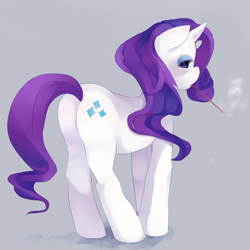 Size: 2000x2000 | Tagged: safe, artist:loyproject, rarity, pony, unicorn, cigarette, cigarette holder, plot, smoking, solo