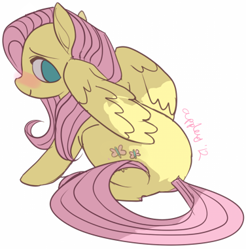 Size: 376x382 | Tagged: safe, artist:senpeep, fluttershy, pegasus, pony, cute, female, mare, solo