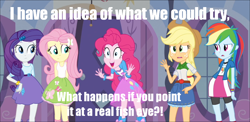 Size: 1024x499 | Tagged: safe, derpibooru import, applejack, fluttershy, pinkie pie, rainbow dash, rarity, equestria girls, homestar runner, meme, pinkie has a crazy idea, this will end in a dixieland jazz band, this will end in tears