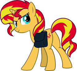 Size: 1857x1710 | Tagged: safe, artist:frownfactory, sunset shimmer, pony, unicorn, equestria girls, equestria girls (movie), .svg available, female, horn, mare, saddle bag, simple background, solo, svg, transparent background, vector