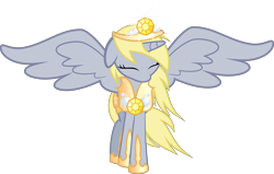 Size: 7000x4461 | Tagged: safe, artist:xebck, derpy hooves, alicorn, pony, absurd resolution, alicornified, armor, crown, derpicorn, eyes closed, princess derpy, race swap, simple background, solo, transparent background, vector, xk-class end-of-the-world scenario