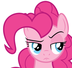 Size: 6365x6000 | Tagged: safe, artist:byteslice, pinkie pie, earth pony, pony, three's a crowd, absurd resolution, disapproval, simple background, solo, suspicious face, transparent background, unconvinced applejack, vector