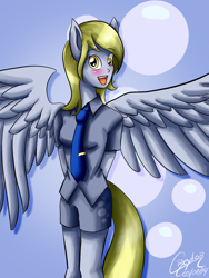 Size: 768x1024 | Tagged: safe, artist:creytor, derpy hooves, anthro, human facial structure, solo