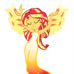 Size: 882x880 | Tagged: safe, artist:haleyc4629, edit, sunset shimmer, angel, phoenix, equestria girls, my past is not today, armpits, beautiful, clothes, dress, fiery shimmer, no glow, phoenix wings, solo, vector