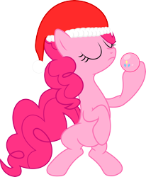 Size: 5000x6072 | Tagged: safe, artist:darknisfan1995, pinkie pie, earth pony, pony, absurd resolution, cute, diapinkes, eyes closed, hat, ornament, santa hat, simple background, sitting, solo, transparent background, vector