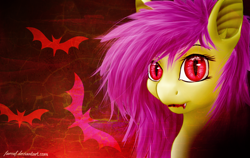 Size: 1900x1200 | Tagged: safe, artist:farcuf, fluttershy, bat, bat pony, pony, bats!, flutterbat, race swap, solo, wallpaper