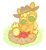 Size: 373x405 | Tagged: safe, artist:hamigaki-momo, applejack, earth pony, pony, apple, nest, solo, that pony sure does love apples