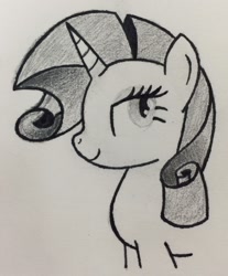 Size: 1696x2046 | Tagged: safe, artist:xain-russell, rarity, pony, unicorn, monochrome, sketch, solo, traditional art