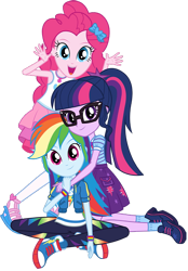 Size: 704x1010 | Tagged: safe, derpibooru import, pinkie pie, rainbow dash, sci-twi, twilight sparkle, better together, equestria girls, clothes, converse, cute, dashabetes, diapinkes, female, glasses, official, pantyhose, ponytail, sandals, shoes, simple background, skirt, socks, transparent background, trio, twiabetes