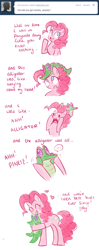 Size: 500x1268 | Tagged: safe, gummy, pinkie pie, earth pony, pony, ask, ask pinkie pie, comic, tumblr