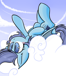 Size: 2000x2300 | Tagged: safe, artist:thieftea, oc, oc only, bat pony, cloud, cute, lying down, sky, solo