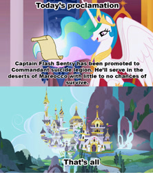 Size: 1021x1149 | Tagged: safe, flash sentry, princess celestia, alicorn, pony, celestia's proclamation, exploitable meme, meme